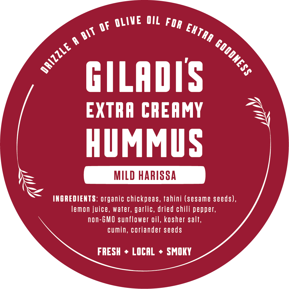 Giladi's hummus with harissa label