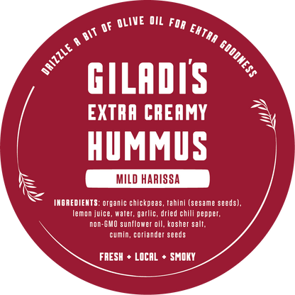 Giladi's hummus with harissa label